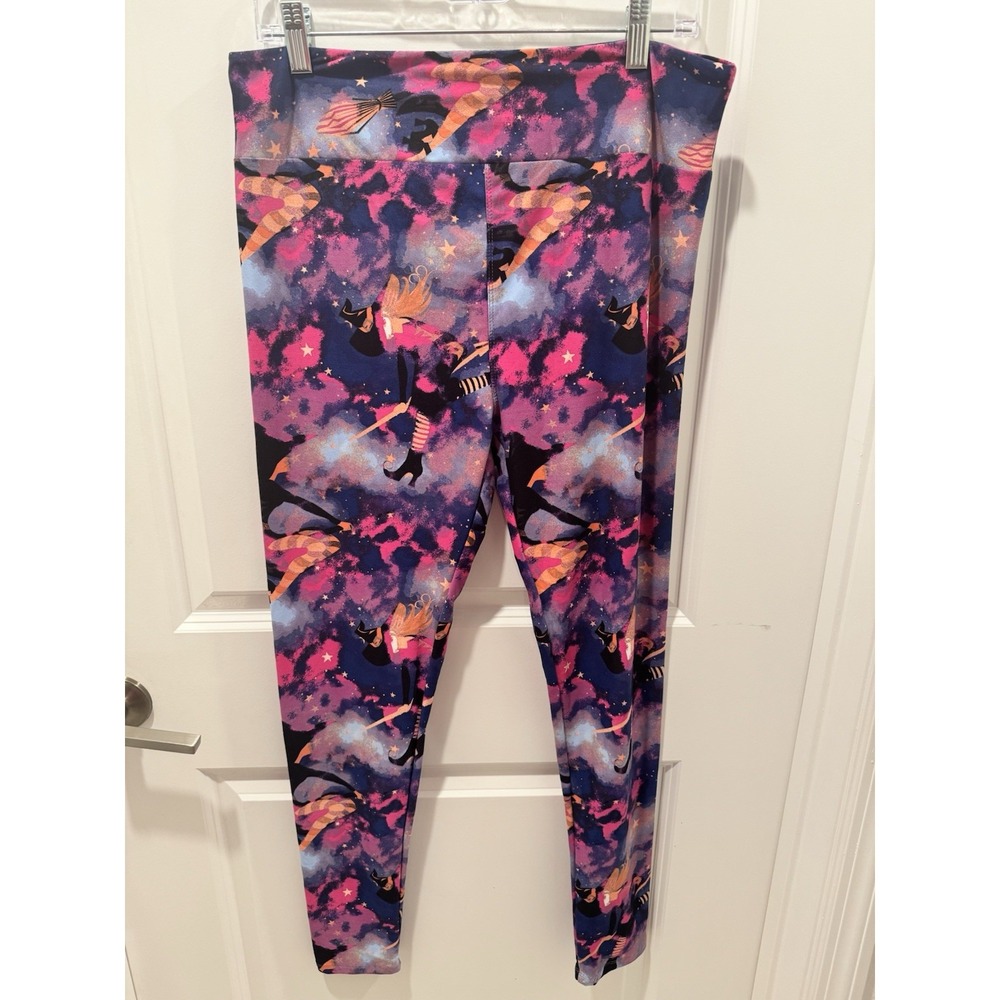 Lularoe Women's L Halloween Witch Print Leggings Black Purple
